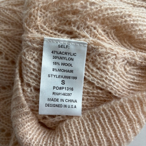 Endless Blu. Elegant Tan Knit Cropped Top size S Wool mohair blend - Picture 4 of 7